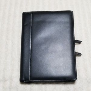 Levenger Leather Black/Tan Ambi Flex Folio-Junior